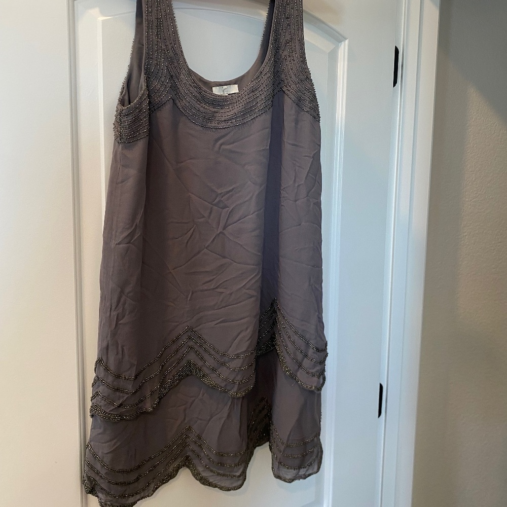 Joie 100% Silk Beaded Shift Dress